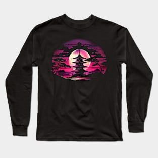 Pagoda Synthwave vibe Long Sleeve T-Shirt